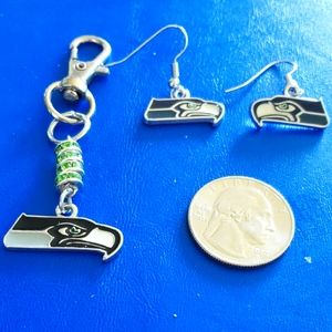 Seattle Seahawks Earrings and Keyring set